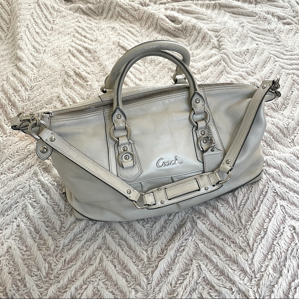 Coach women’s large leather egg shell white shoulder bag